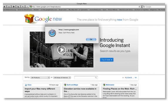 Google Fail no RSS Feed in Googlle New