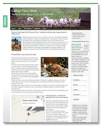 Callow Farm Shop, Stonesfield, Oxfordshire, small business website produced by TJW Media