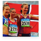 Elisa Rigaudo of Italy, Olga Kaniskina of Russia and Kjersti Tysse Platzer of Norway take the women